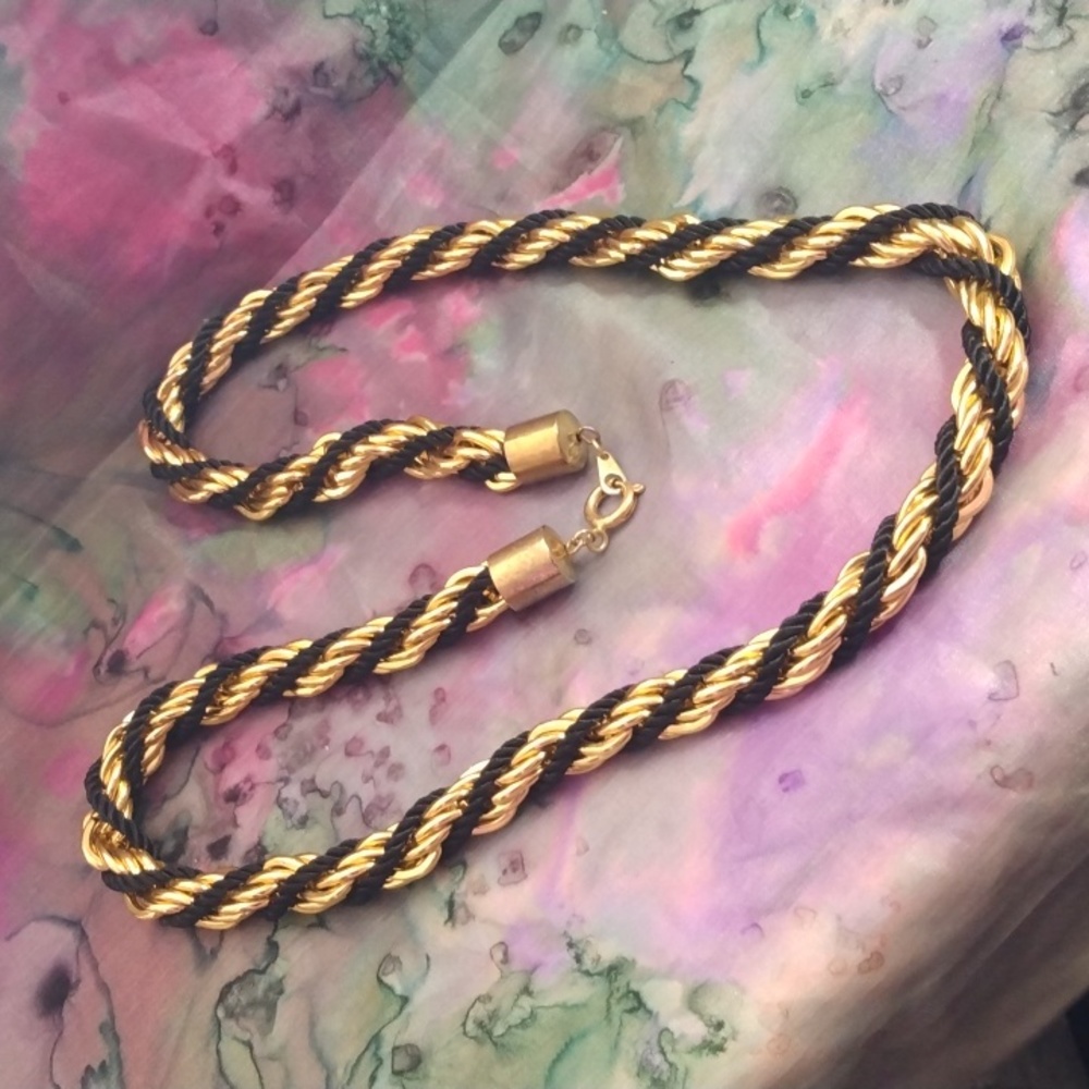 Gold and black twist necklace